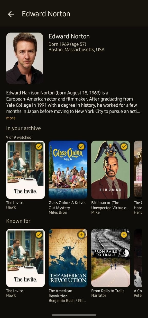 Edward Norton Filmography